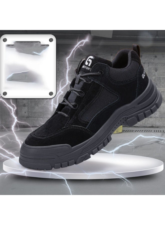 NIBEMINENT Labor Protection Shoes Men's Anti Smashing AntiPiercing Insulation Work Shoes Cowhide Solid Bottom Construction Site SafetyShoes - Image 1