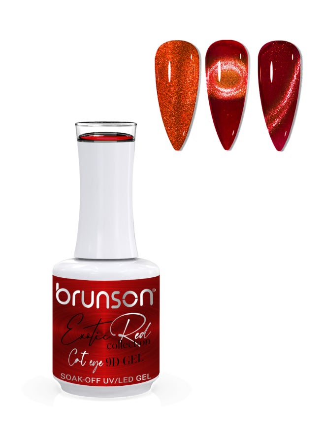 brunson Universal Cat Eye Gel Nail Polish, Exotic Red 9D Magnetic Nail Polish Glitter Shimmer with Magnetic Soak Off  UV/LED Gel Polish Nail Art paint BER9D18 - Image 1