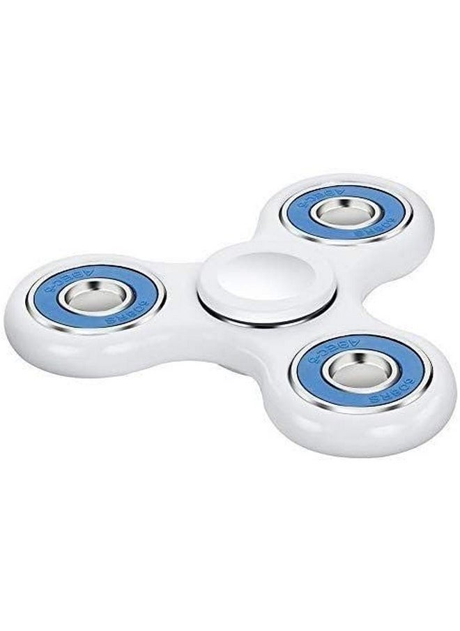 Premsons - Premsons® Hand Spinner Desk Toy - High Speed Smooth Finger Spin Sensory Fidget Stress Relief Game Play for Kids & Adults - Birthday Party Gift - Four Bearing - White + Blue Bearing - Image 1