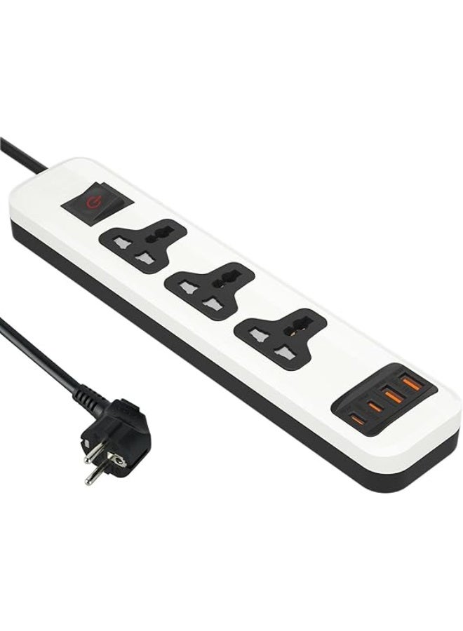 iLOCK Power Strip with 2 USB-C & 2 USB-A Ports – 30W Fast Charging – 2M Cable – White - Image 4