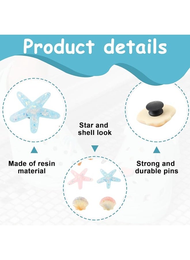 Arabest Summer Beach Charms for Croc, 12 PCS Summer Shoe Charms, Cute Starfish Seashell Pearl Shoe Decoration, PVC Girly Bling Shoes Decoration Charm for Clog Sandals - Image 2