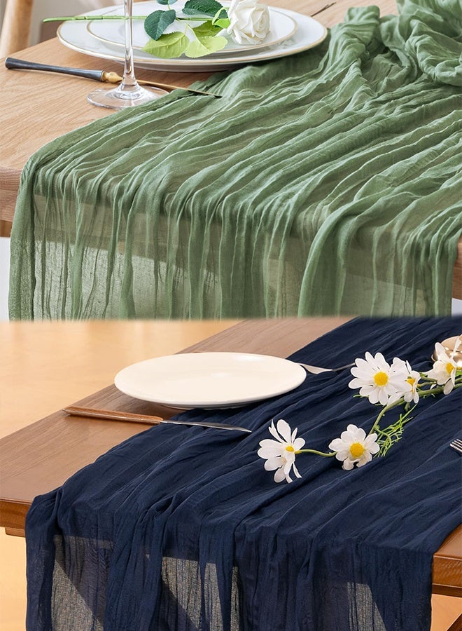 مفرش طاولة من القماش القطني 35 × 118 بوصة، مفرش طاولة من القماش القطني بتصميم بوهو، مفرش طاولة ريفي لحفلات الزفاف وحفلات استقبال المولود الجديد وحفلات الزفاف وحفلات أعياد الميلاد - Image 1