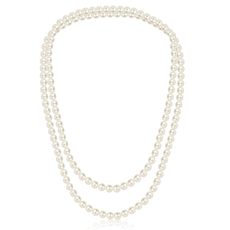 CdbC 59" Long Pearl Necklace, Faux Long Pearl Necklaces for Women, Vintage Elegant Long Pearls, Pearl Necklace Long for Wedding Party 1920s Gatsby Costume Jewelry - Image 1