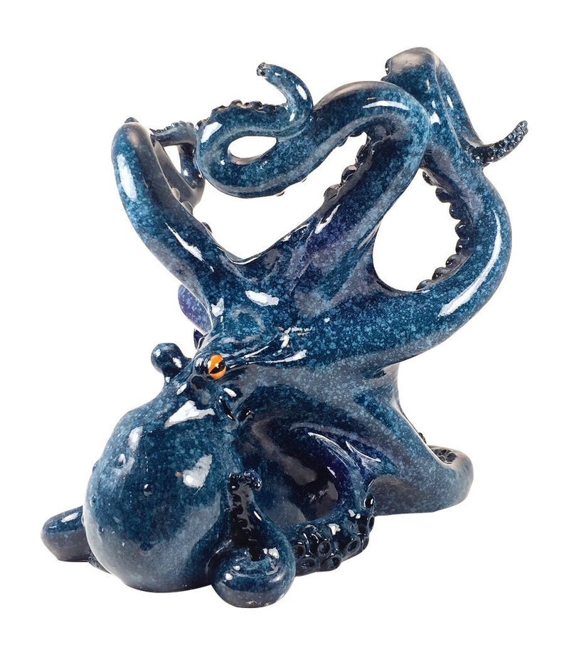 Globe Imports Blue Octopus Wine Bottle Holder 75 Tall