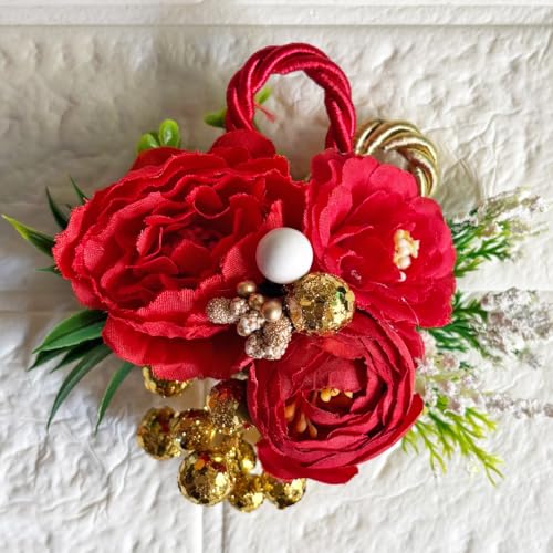 ADIKALA™ Handmade Artificial Big Peonies 3 Flower Bunch for Trousseau Packing, Ready to use Flower Brooch Hamper for Decoration, Gift Wrapping Flowers (3, Red) - Image 5