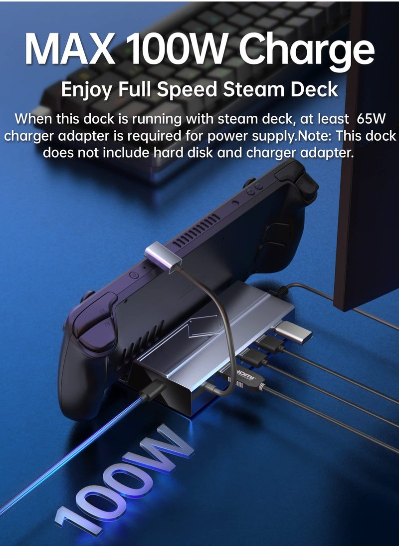 Excefore - M.2 Docking Station for Steam Deck, 7 in 1 Docking Station with SSD Port HDMI 2.0 4K@60Hz, Gigabit Ethernet, 3 USB and Full Speed USB-C Charge Port Compatible with Valve Steam Deck - Image 1