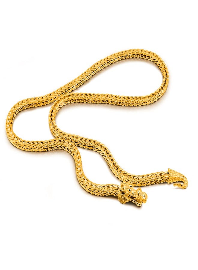 Dankadi Men 925 Sterling Silver Dragon Necklace 24K Gold Plated Vintage 5MM 20 "22" 24 "26" Franco Link Curb Chain Choker Fashion Punk Gold Fine Jewelry Gift (20 inch, Golden) - Image 1