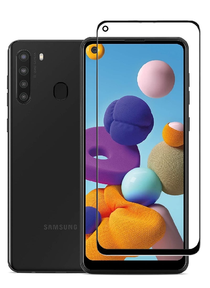 AINA Tempered Glass Screen Protector 5D Designed For Samsung Galaxy A21 Full Glue Edge to Edge Full Screen Coverage And Bubble Free - Image 1