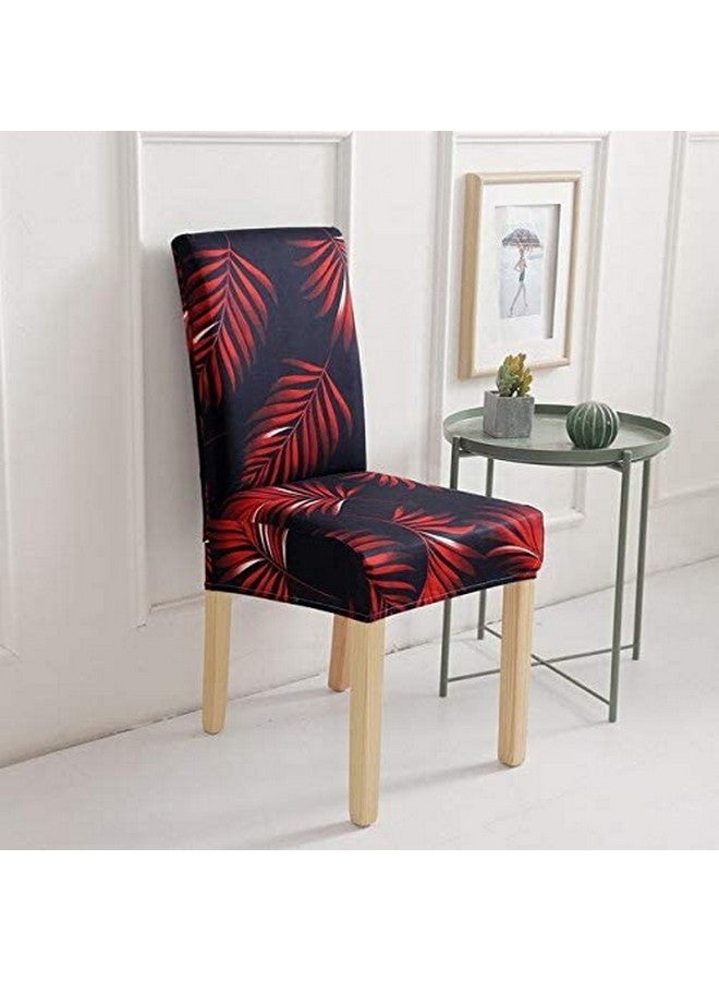 Styleys غطاء كرسي طعام مطبوع قابل للتمدد قابل للغسل أغطية كراسي مرنة واقي مقعد زهور بوليستر ومزيج بوليستر (مجموعة من 6، SLMC158 أسود/أحمر سرخس) - Image 4