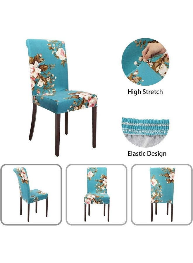 Styleys غطاء كرسي طعام مطبوع قابل للتمدد قابل للغسل أغطية كراسي مرنة واقي مقعد زهور بوليستر ومزيج بوليستر (مجموعة من 6، SLMC158 أسود/أحمر سرخس) - Image 5