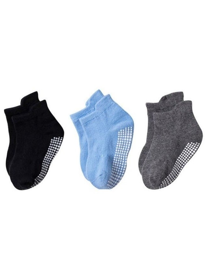 هيكسدريم 6 أزواج من الجوارب القطنية المخططة غير القابلة للانزلاق متعددة الألوان للأطفال، جوارب غير قابلة للانزلاق للكاحل، جوارب للأطفال في الربيع والصيف والخريف - Image 2