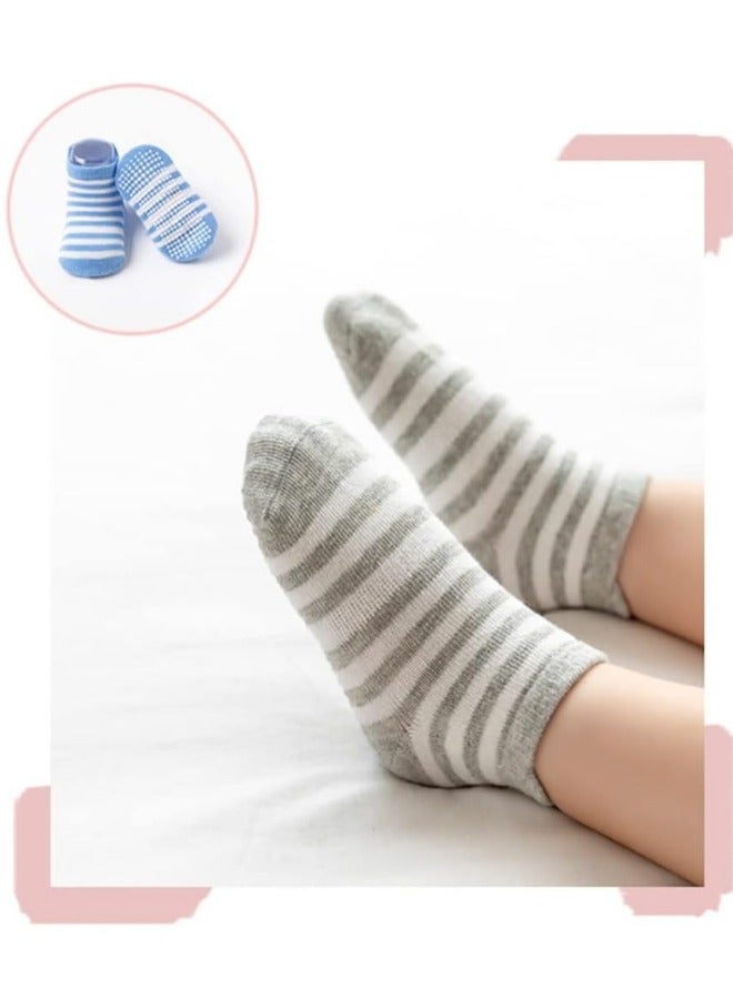 هيكسدريم 6 أزواج من الجوارب القطنية المخططة غير القابلة للانزلاق متعددة الألوان للأطفال، جوارب غير قابلة للانزلاق للكاحل، جوارب للأطفال في الربيع والصيف والخريف - Image 4