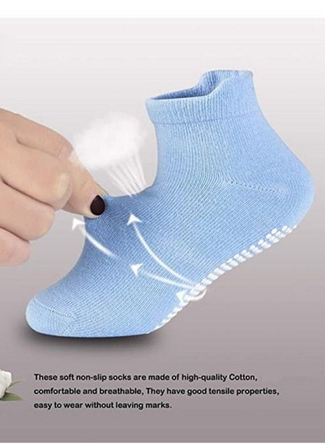 هيكسدريم 6 أزواج من الجوارب القطنية المخططة غير القابلة للانزلاق متعددة الألوان للأطفال، جوارب غير قابلة للانزلاق للكاحل، جوارب للأطفال في الربيع والصيف والخريف - Image 5