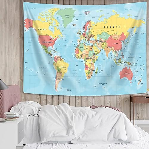 VeiVian World Map Tapestry, Asia Europe South City Topography America Africa Japan Poster Tapestries, Educational Kids Student Map of World Tapestry for Bedroom Living Room Home Office, 40X30in - Image 4