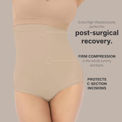 Leonisa High Waisted Post Surgical Firm Compression Underwear with Adjustable Belly Wrap - Tummy Control Shapewear Girdle for Women, Beige, Large - Image 4