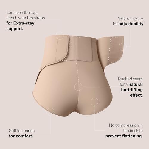 Leonisa High Waisted Post Surgical Firm Compression Underwear with Adjustable Belly Wrap - Tummy Control Shapewear Girdle for Women, Beige, Large - Image 2