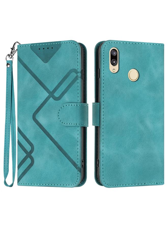 زبون جراب هاتف Huawei P20 lite بنمط خطوط من الجلد الملمس - Image 1