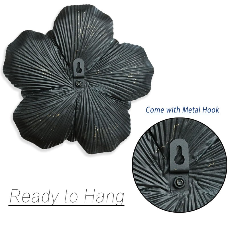 Picfarce Metal Flower Wall Art Decor, 9" Rustic Modern Floral Sculpture, Distressed Iron Wall Hanging Home Decoration Accent Artworks for Indoor Kitchen Bedroom Living Office Outdoor Garden Patio (35B-White) - Image 5