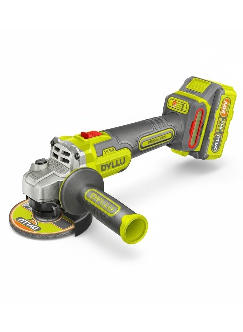 DYLLU 20V Cordless Brushless Angle Grinder 115mm (4-1/2”), 2×4.0Ah Batteries, Fast Charger & Case - Image 2