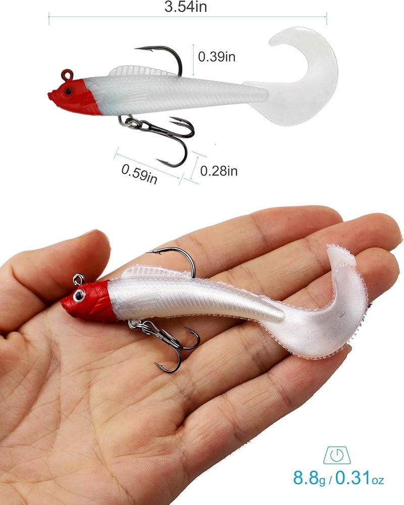 Facikono Lures for Bass Jig Head Soft Swimbait, 6-Pack 6 Colors Plastic Bait for Saltwater/Freshwater Fishing - Image 3