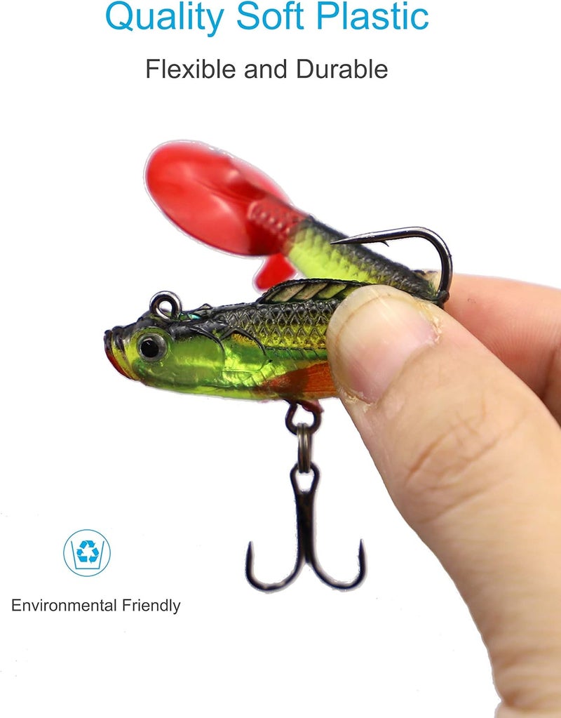 Facikono Lures for Bass Jig Head Soft Swimbait, 6-Pack 6 Colors Plastic Bait for Saltwater/Freshwater Fishing - Image 2