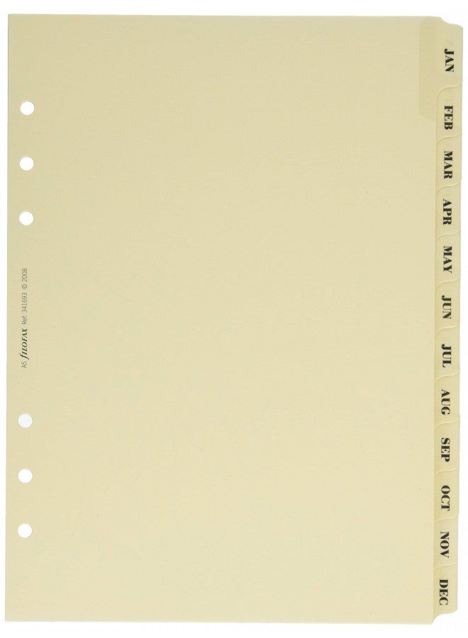 Filofax Organizer/Clipbook Refill Accessory, A5 Size, January to December Monthly Index Divider Set, 12 Tabs, Luxury Cotton Cream (B341693) - Image 2