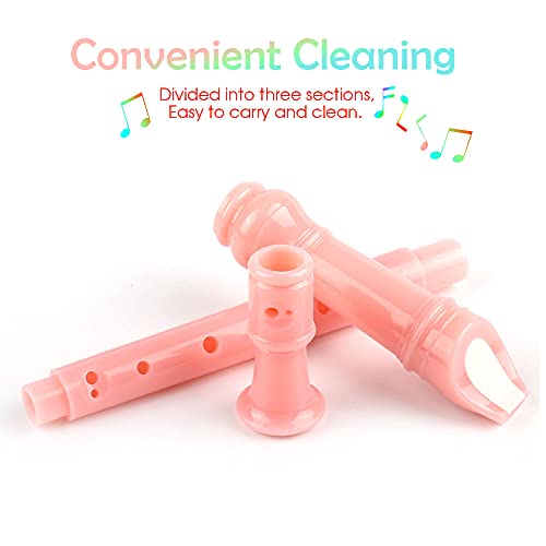 Mr.Power German Style C Key Soprano Recorder 8-Hole 3 Piece Music Musical Instruments for Beginners, Adults with Fingering Chart Cleaning Kit (Pink) - Image 2