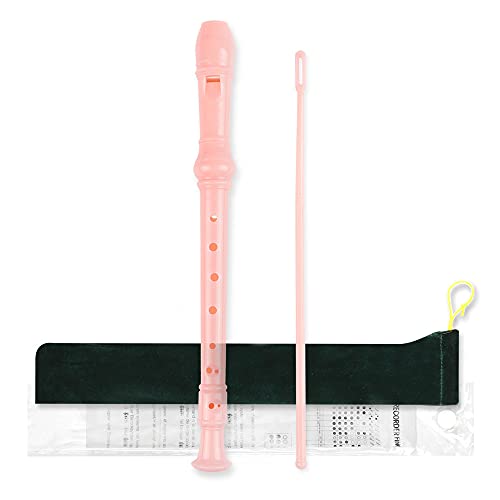 Mr.Power German Style C Key Soprano Recorder 8-Hole 3 Piece Music Musical Instruments for Beginners, Adults with Fingering Chart Cleaning Kit (Pink) - Image 1
