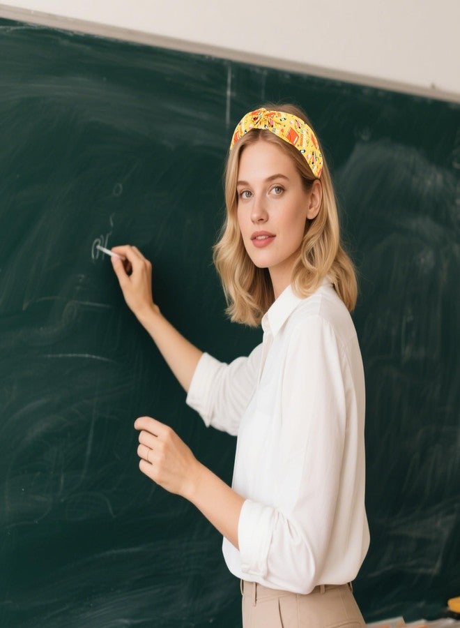 وايفل طوق رأس للمعلمين من WHAVEL، إكسسوارات للمعلمين، أطواق رأس معقودة على شكل قلم رصاص، ملابس مدرسية (أصفر، مقاس واحد) - Image 3