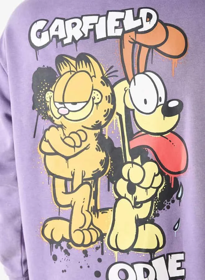 SP Characters Garfield and Friends Print Hoodie with Kangaroo Pocket
