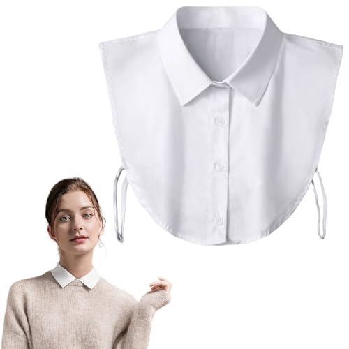 Fapiwen Fake Collar, Dickey Collar Tops, Detachable Collar for Women, White Cotton Half Shirt False Collar, Women Detachable Collar, Detachable False Shirt Collar for Girls (Free Size) - Image 1