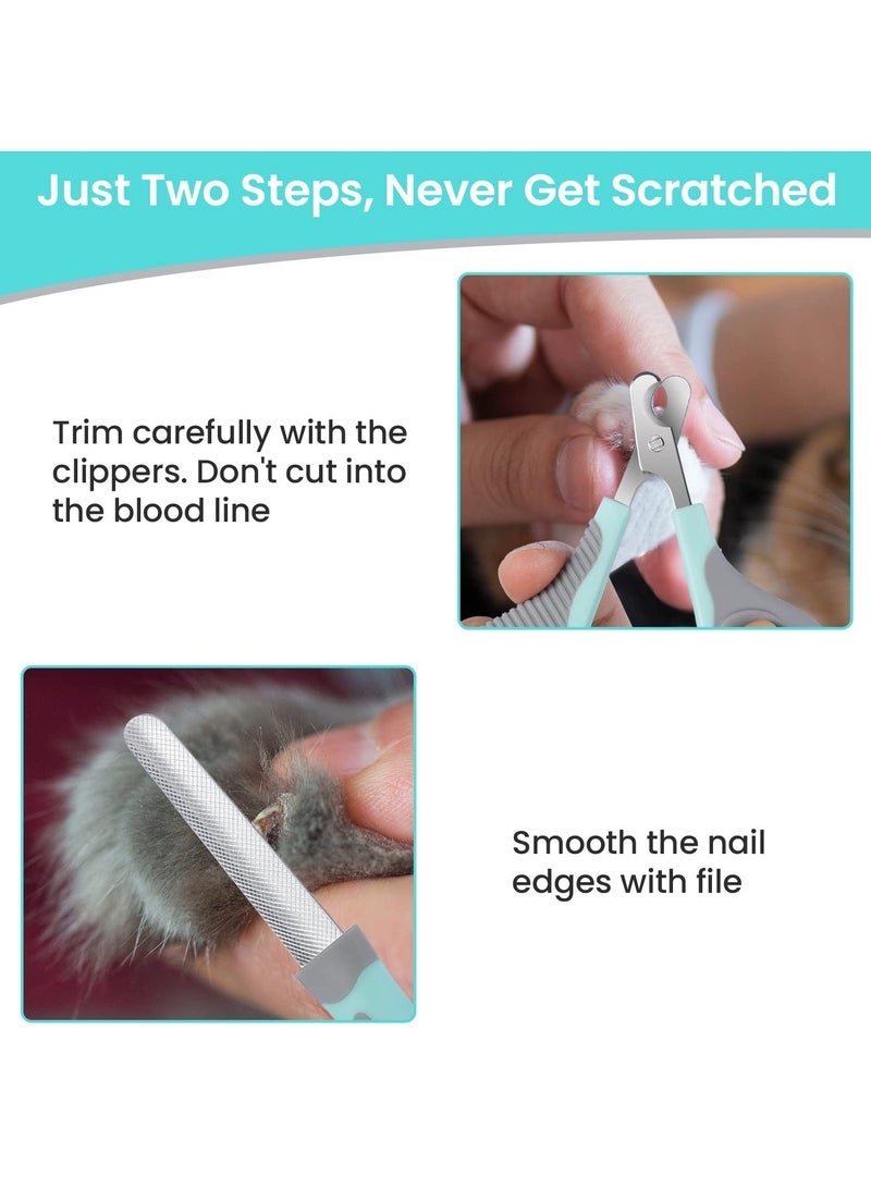 Cat Nail Clipper, Professional Stainless-Steel Claw Clipper Trimmer with Nail File, Cat Claw Clippers, Pet Nail Clippers Trimmer for Cats, Kittens, Hamster, Rabbits, Birds, & Small Breed Animals - Image 4