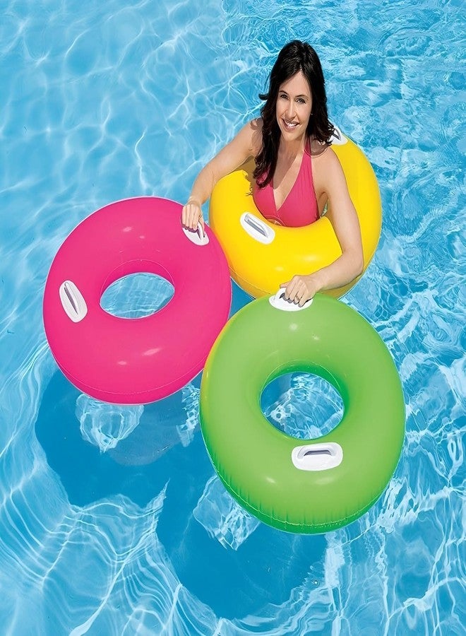 Mamadev®:- Adult Swimming Ring Pool Float Tube Kids Swim Tube with 2 Handles(Size - 30''inch)(Multi Color)(8 +Years)(1 PIS) - Image 3