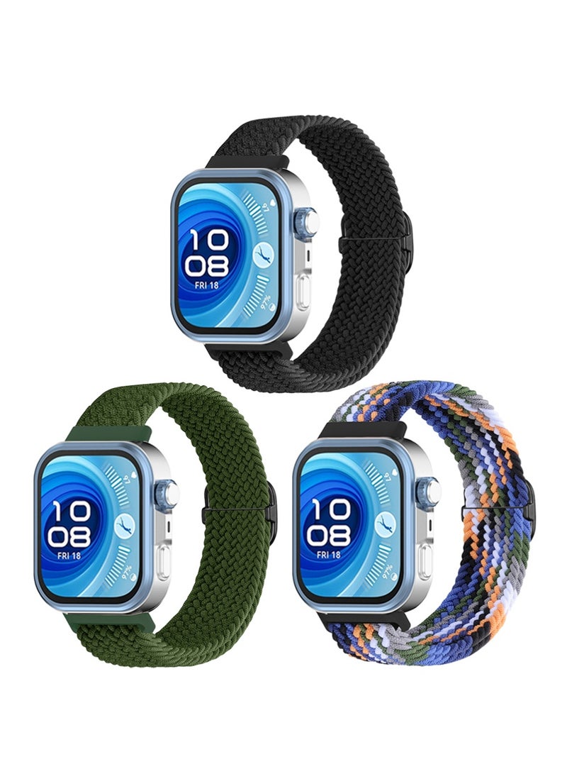 X-level 3Pcs Nylon Strap Compatible with Huawei Watch Fit 4 / 4 Pro / Fit 3 Strap, Elastic Nylon Watchband Sport Replacement Soft Band for Huawei Watch Fit 4 / 4 Pro / Fit 3 Band Smartwatch Watch bracelet  - Image 1