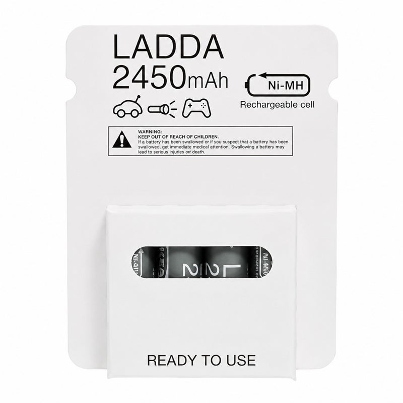 LADDA rechargeable batteries for electronic devices, nickel-metal hydride, grey, high capacity 2450mAh - Image 1
