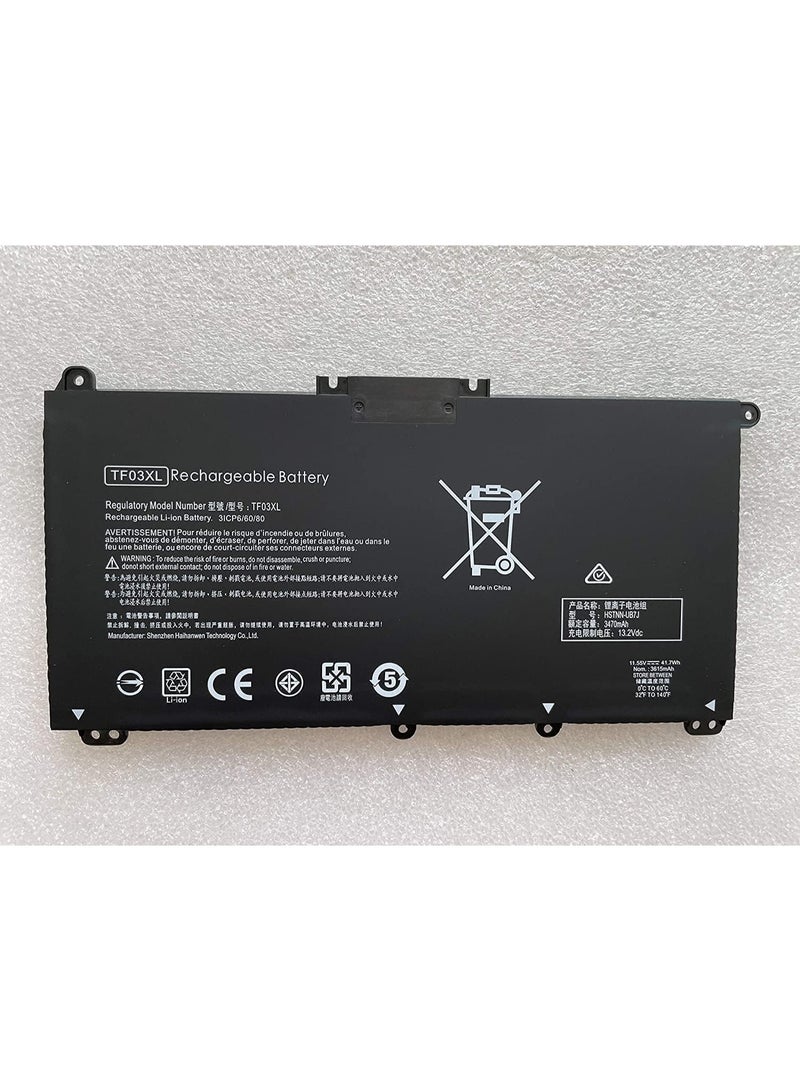 بطارية HT03XL بقوة 11.55 فولت وسعة 41.7 واط/ساعة لأجهزة HP Pavilion 14-CE Series – بديل L11421-542 - Image 2