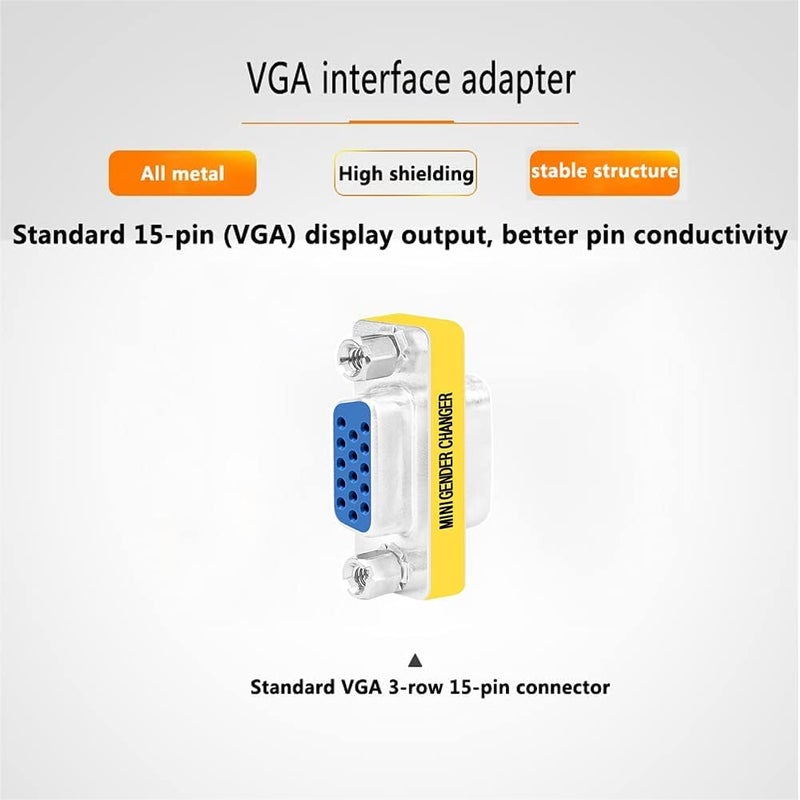 VOOCME VGA Female to Female Gender Changer Adapter (Silver, 15-Pin HD D-Sub) | VGA Coupler Extender Joiner for Monitor, PC, Laptop, Projector | Durable Connector for Signal Extension (Pack of -1) - Image 5