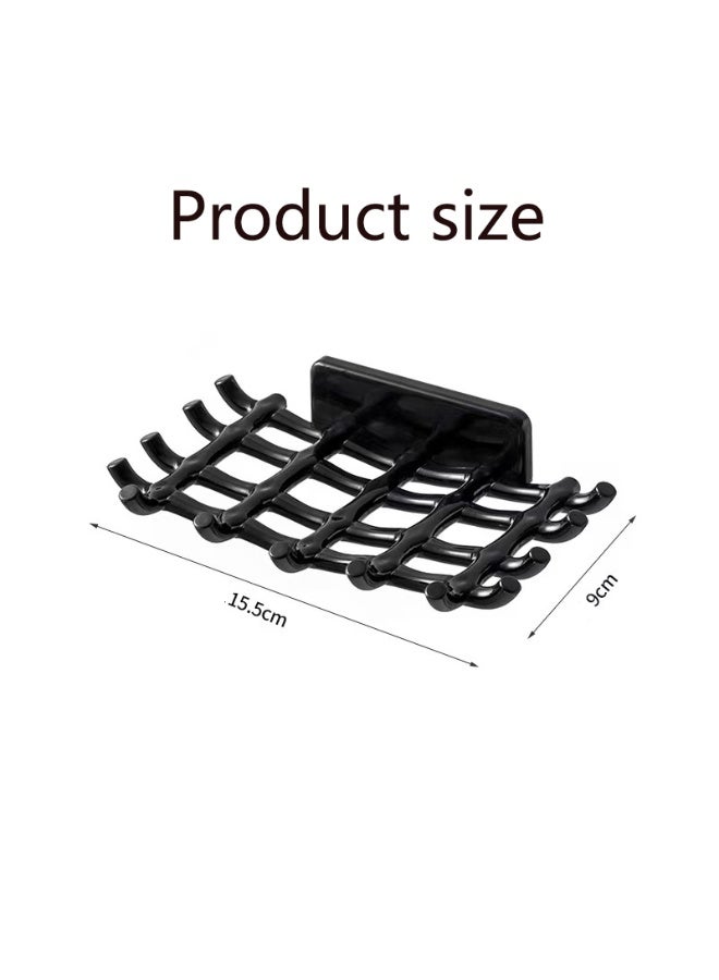 1pcsWall-Mounted Soap Dish with Drainage Grid - No-Drill Bathroom Organizer for Soap, Toothbrushes & More - Durable Plastic Rectangular Design for Modern Bathrooms, Toothbrush Holder | Minimalist Soap Tray | Waterflow Feature, Soap Bar Holder - Image 3