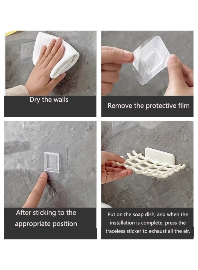 1pcsWall-Mounted Soap Dish with Drainage Grid - No-Drill Bathroom Organizer for Soap, Toothbrushes & More - Durable Plastic Rectangular Design for Modern Bathrooms, Toothbrush Holder | Minimalist Soap Tray | Waterflow Feature, Soap Bar Holder - Image 2