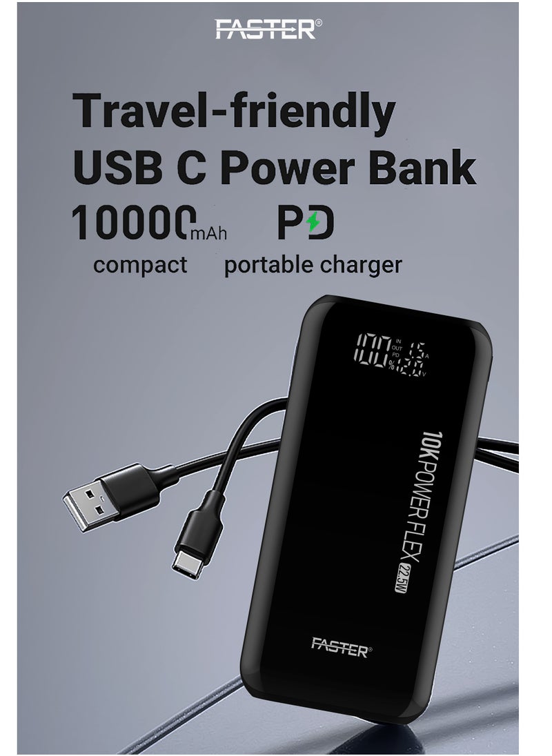Faster 10000 mAh Power Bank - 22W Fast Charging Portable Charger - Laptop Mobile Charger Portable with 2 USB A Ports & 1 USB C Port - Battery Pack For Laptop MacBook Dell iPhone Samsung - Compact Design with Digital Display  - Image 3