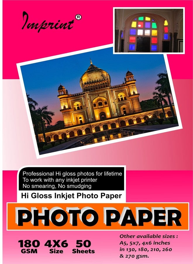 إمبرينت ورق طباعة الصور IMPRINT | لجميع طابعات نفث الحبر | لمسة نهائية لامعة | المقاس 4 × 6 بوصات | عبوة من 50 ورقة | سمك 180 جرامًا للمتر المربع - Image 1
