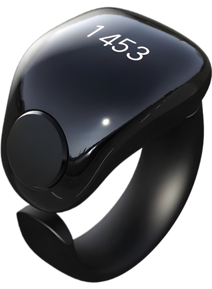 Weslamic Digital Prayer Ring, OLED Display, Magnetic Charging, 18 & 20mm, Black - Image 1