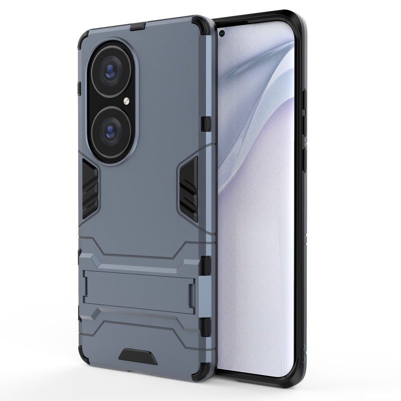 HuHa Protective Cover For Huawei P50 Pro PC + TPU Shockproof Protective Case with Holder(Navy Blue) - Image 1