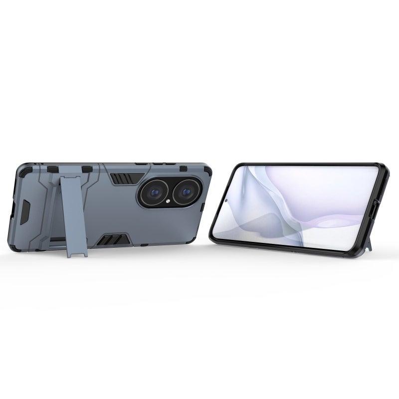 HuHa Protective Cover For Huawei P50 Pro PC + TPU Shockproof Protective Case with Holder(Navy Blue) - Image 4