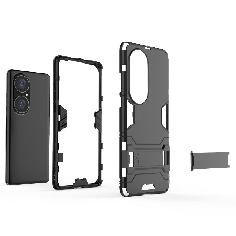 HuHa Protective Cover For Huawei P50 Pro PC + TPU Shockproof Protective Case with Holder(Navy Blue) - Image 3