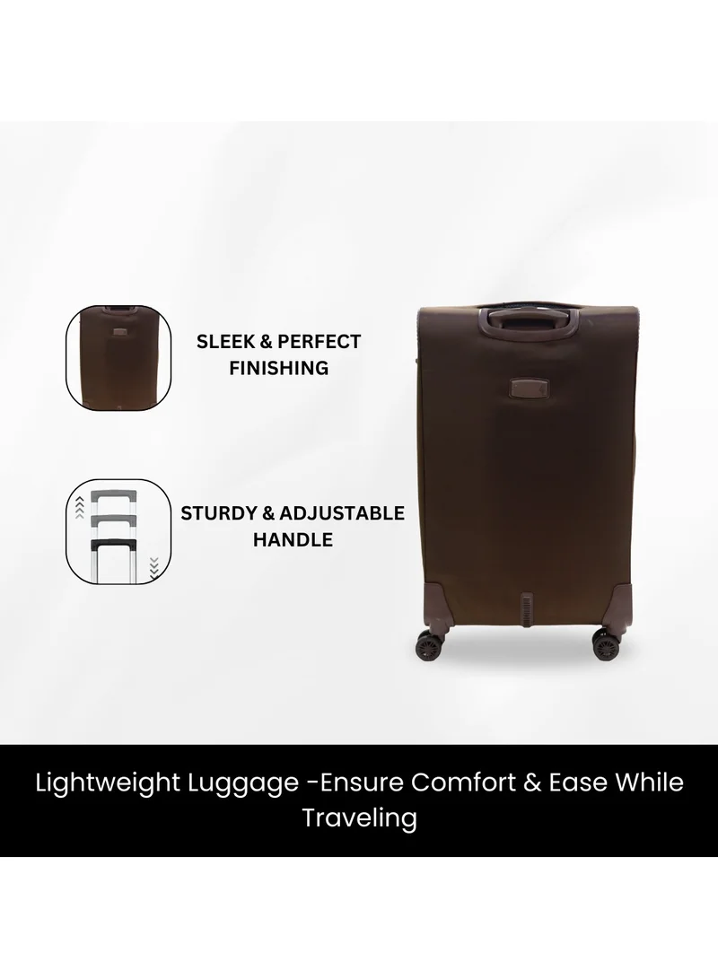 GIORDANO GIORDANO Casablanca Series Carry-on Small Cabin Suitcase Brown, Soft Nylon Lightweight Durable Expandable 4 Wheels Luggage Trolley Bag 20" With Secure 3 Digit Number Lock.