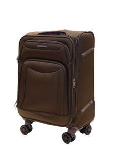 GIORDANO GIORDANO Casablanca Series Carry-on Small Cabin Suitcase Brown, Soft Nylon Lightweight Durable Expandable 4 Wheels Luggage Trolley Bag 20" With Secure 3 Digit Number Lock.  - Image 2