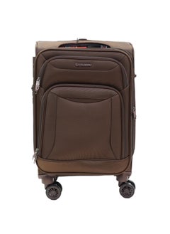 GIORDANO GIORDANO Casablanca Series Carry-on Small Cabin Suitcase Brown, Soft Nylon Lightweight Durable Expandable 4 Wheels Luggage Trolley Bag 20" With Secure 3 Digit Number Lock.  - Image 1