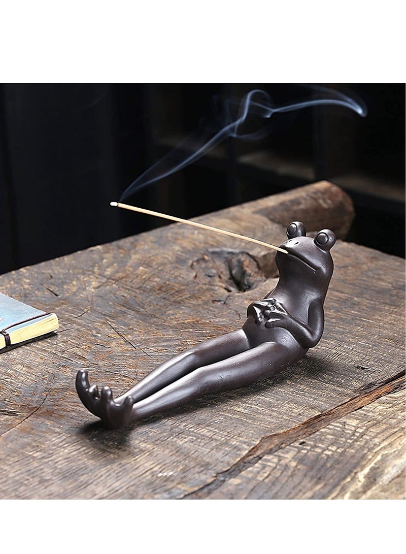 Captaintech Ceramic Incense Holder Made of Frog Shape Vintage Incense Stick Holder Tray Incense Stick Stick Ash Catcher Funny Frog Ornament Yoga Meditation Home Office Decoration - Image 1