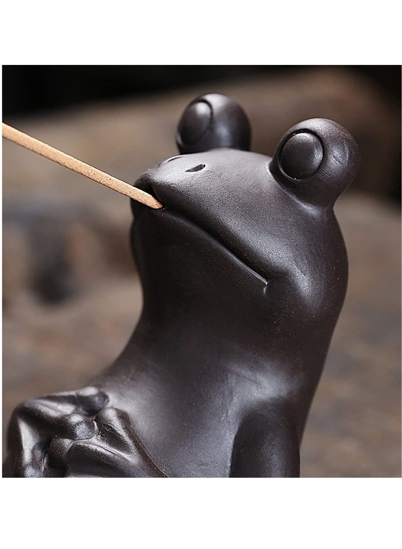 Captaintech Ceramic Incense Holder Made of Frog Shape Vintage Incense Stick Holder Tray Incense Stick Stick Ash Catcher Funny Frog Ornament Yoga Meditation Home Office Decoration - Image 5